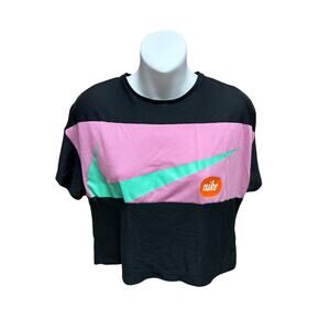 Nike Crop Top Womens Size XL Black Short Sleeve Casual Shirt